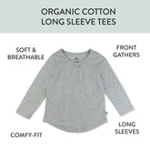 5-Pack Long Sleeve T-Shirt with Front Gathering